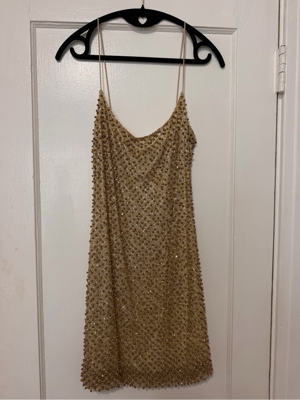 Oh Polly Gold Beaded Mini Slip Dress